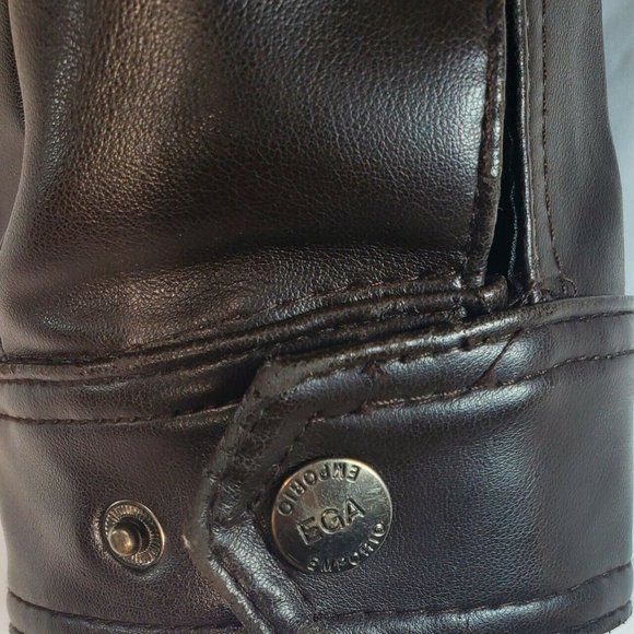 EGA EMPORIO COLLEZIONI Authentic Men's Large Brown Faux Leather Jacket - Picture 7 of 9